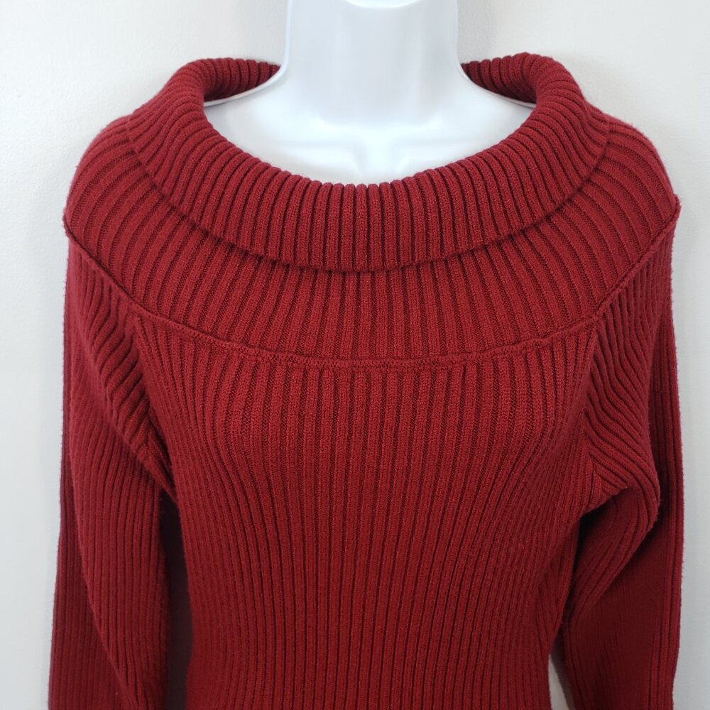 Pink Lily Ribbed Sweater Dress Womens’s Size Small S Deep Red Super Soft / A247 - Picture 3 of 7